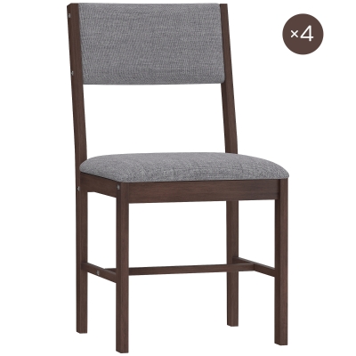 HOMCOM Modern Dining Chairs Set of 4, Linen Fabric, Walnut