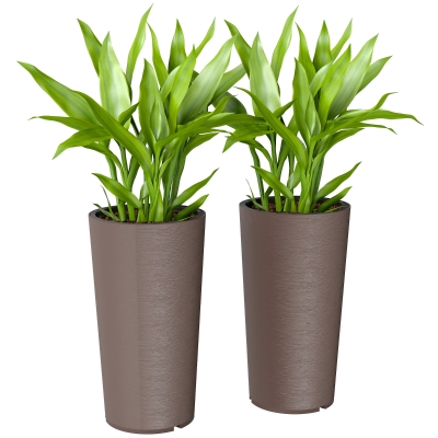 Outsunny 29" Outdoor Stackable Planters, Set of 2, UV-Resistant, Brown