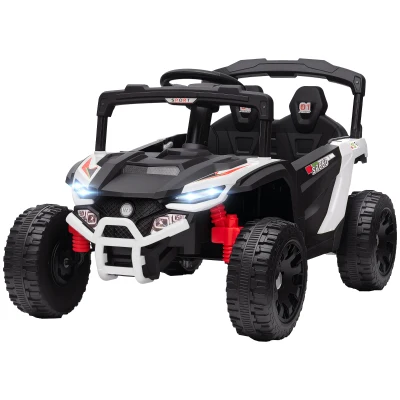 Qaba 12V Kids Ride On Truck with Dual Motors, Rear Suspension, Remote Control for 3-5 Years Boys Girls, White