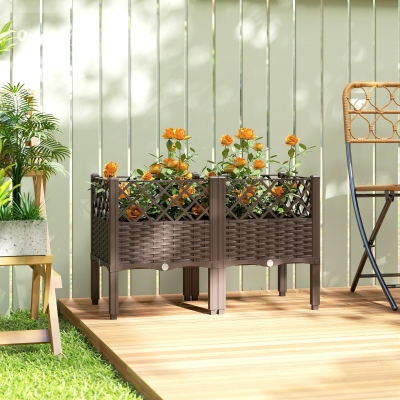 Outsunny Raised Garden Bed with Legs, Self Watering Elevated Planter Boxes with Drainage Holes, 31.5" x 15.7" x 20.3"