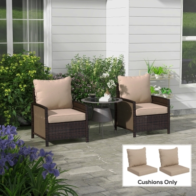 Outsunny 4-Piece Seat Cushion Pillows Replacement, Patio Chair Cushions Set with Back for Indoor Outdoor, Beige