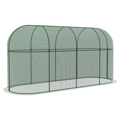 Outsunny 9.8' x 3.3' Plant Protector Tent, Crop Cage with Zipped Door and Ground Stakes for Garden, Yard, Lawn