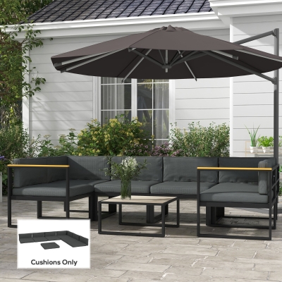 Outsunny Replacement Cushions for Rattan Furniture, 14 Piece Outdoor Seat Cushion Pad for Patio Set, 7 Seat and 7 Back, Grey