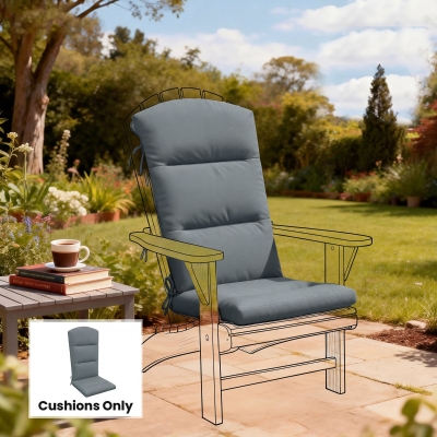 Outsunny Patio Chair Cushion for Adirondack Chairs Replacement Cushion with Back and Ties, Dark Grey