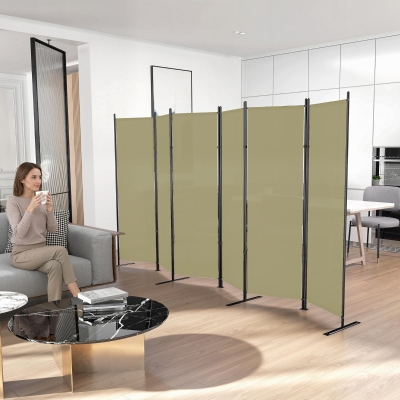HOMCOM 6 Panel Room Divider, 6 Ft Folding Privacy Screen, Portable Freestanding Partition Wall Divider, Beige