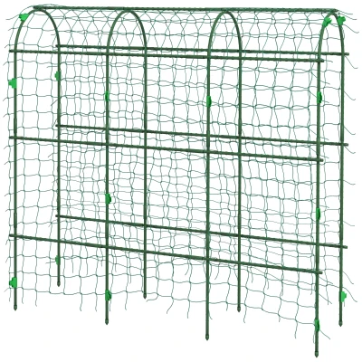 Outsunny Metal Garden Trellis, Arch Trellis for Climbing Plants Outdoor, A-Frame, with Climbing Net, 17" x 72" x 72"