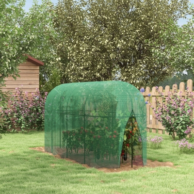 Outsunny 9.8' x 3.3' Plant Protector Tent, Crop Cage with Zipped Door and Ground Stakes for Garden, Yard, Lawn