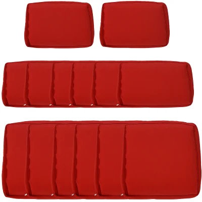 Outsunny Outdoor 14pc Patio Rattan Sofa Set Cushion Polyester Cover Replacement Set - No Cushion Included Red