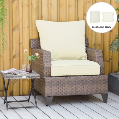Outsunny Patio Chair Cushions, Thick Deep Seat Outdoor Seat Cushion with Back Cushion, Cream White