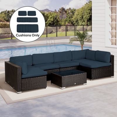 Outsunny Outdoor Patio Rattan Sofa Set Cushion Polyester Cover Replacement- No Cushion Included