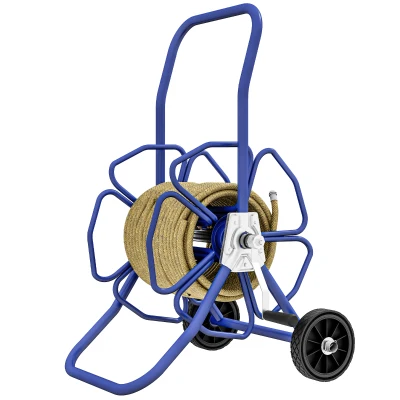 Outsunny 98 ft of 5/8" Hose Reel Cart (Hose Not Included), Garden Water Hose Carts with Wheels for Yard, Lawn, Blue