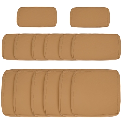 Outsunny Outdoor 14pc Patio Rattan Sofa Set Cushion Polyester Cover Replacement Set - No Cushion Included Beige | Aosom Canada