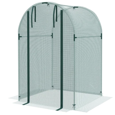 Outsunny Galvanized Steel Crop Cage, Plant Protection Tent with Zippered Door, 4' x 4', Green