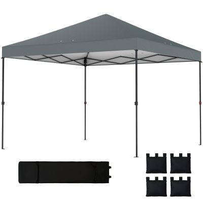 Outsunny 10x10 ft Pop-Up Canopy Tent, Portable Shelter w/ Bag, Gray