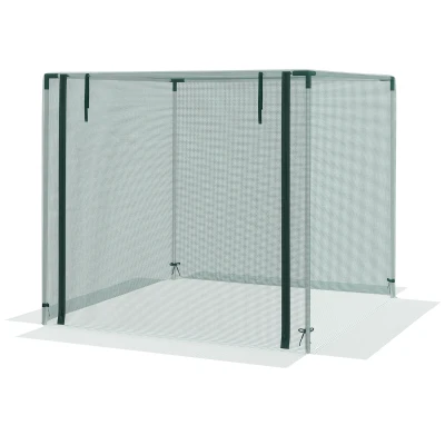 Outsunny Galvanized Steel Crop Cage, Plant Protection Tent with Zippered Door, 4' x 4', Green
