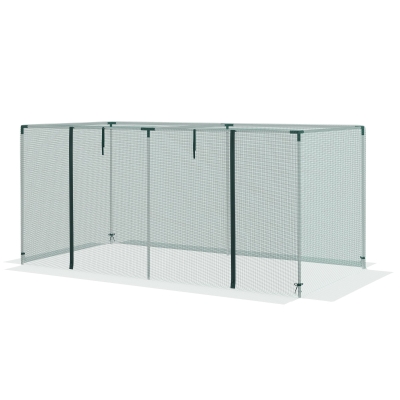 Outsunny Galvanized Steel Crop Cage, Plant Protection Tent with Zippered Door, 8' x 4', Green