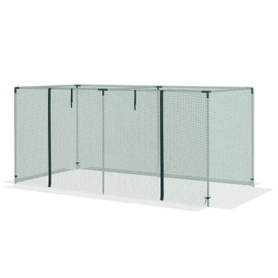 Outsunny Galvanized Steel Crop Cage, Plant Protection Tent with Zippered Door, 8' x 4', Green