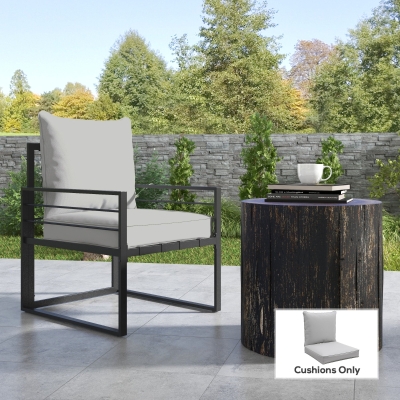 Outsunny Patio Chair Cushions, Thick Deep Seat Outdoor Seat Cushion with Back Cushion, Light Grey