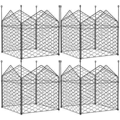 Outsunny 4 Pack Garden Cloches for Plants, 12" x 14" Metal Crop Cage, Plant Cages to Keep Animals Out, Black