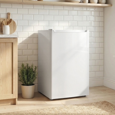 HOMCOM 2.1 Cu. Ft. Mini Freezer, Compact Upright Freezer with Reversible Door, Removable Shelf, Adjustable Temperature, White