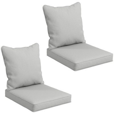 Outsunny Seat Cushion Back Pillows Replacement Set of 2, Patio Chair Cushions Set for Indoor Outdoor, Light Grey