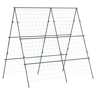 Outsunny 71" x 71" Metal Cucumber Trellis with Netting for Climbing Plants Vegetables, A Frame Tomato Plant Support Tomato Trellis for Vegetable Garden, Patio, Balcony, Green