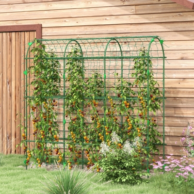 Outsunny Metal Garden Trellis, Arch Trellis for Climbing Plants Outdoor, A-Frame, with Climbing Net, 17" x 72" x 72"