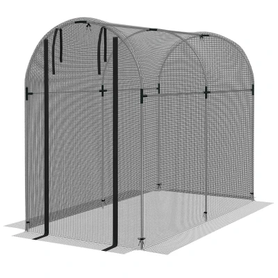 Outsunny Galvanized Steel Crop Cage, Plant Protection Tent with Zippered Door, 4' x 8', Black