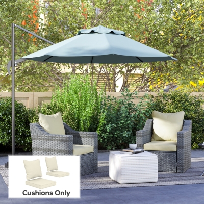 Outsunny Seat Cushion Back Pillows Replacement Set of 2, Patio Chair Cushions Set for Indoor Outdoor, Cream White