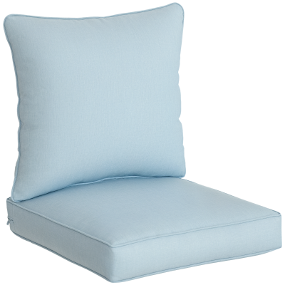 Outsunny Patio Chair Cushions, Thick Deep Seat Outdoor Seat Cushion with Back Cushion, Light Blue