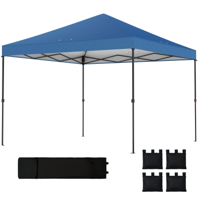 Outsunny 10x10 ft Pop Up Canopy Tent w/ Roller Bag, Dark Blue