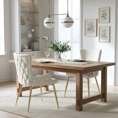 Set of 2 Modern Velvet Dining Chairs with Plush Padding, Upholstered Leisure Chairs with Sturdy Metal Legs, 21.5'' L x 20.5'' W x 33.5'' H, Beige