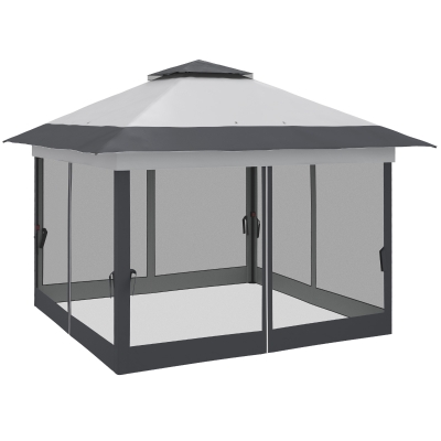 Outsunny 12' x 12' Foldable Pop-up Party Tent Instant Canopy Sun Shade Gazebo Shelter with Steel Frame, Dark Grey