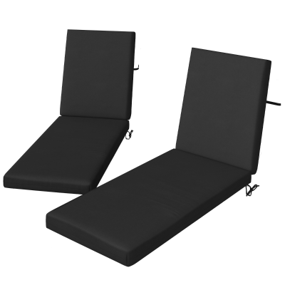 Outsunny 2-Piece Back and Seat Cushion Pillows Replacement, Patio Chair Cushions Set with Ties for Indoor Outdoor, Black