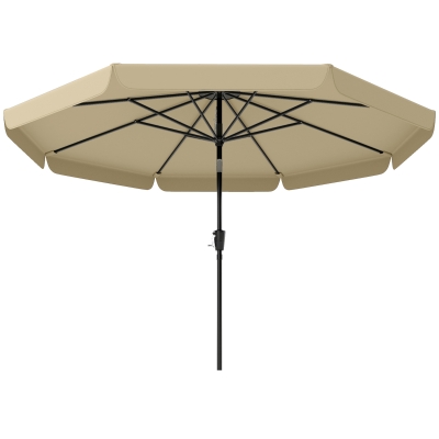 Outsunny 10 ft Patio Umbrella with Push Button Tilt and Crank, Outdoor Market Table Umbrella Parasol, Khaki