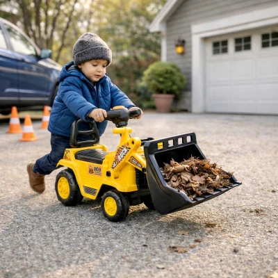 HOMCOM 3-in-1 Ride On Toy Bulldozer, Construction Truck