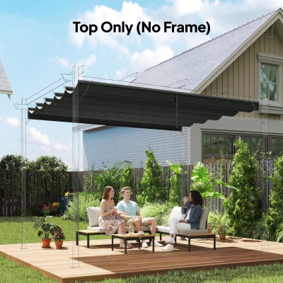 Outsunny 8.2' x 8.4' Retractable Pergola Canopy Replacement for 10' x 10' Frame, Cover Replacement (Cover Top Only), Dark Grey