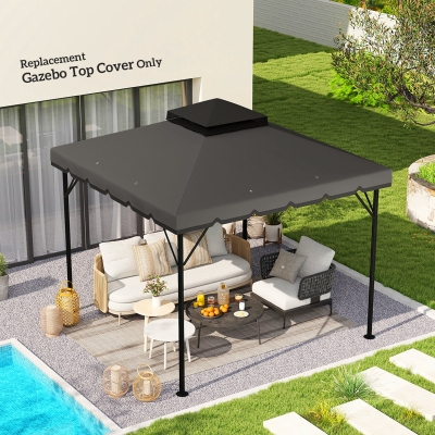 Outsunny 10' x 10' Gazebo Canopy Replacement, Double-Tier Outdoor Gazebo Cover Top Roof, TOP ONLY, Light Grey/Dark Grey