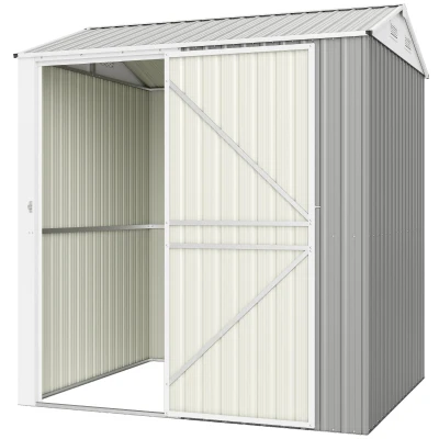 Outsunny 7' x 6' Tall Outdoor Storage Shed, Waterproof Metal Garden Shed with Gloves, Lockable Door, Silver Grey