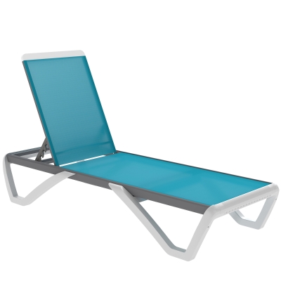 Outsunny Outdoor Chaise Lounge Chair, Patio Aluminum Tanning Chair with 5-Level Adjustable Back, Portable Wheels, Turquoise