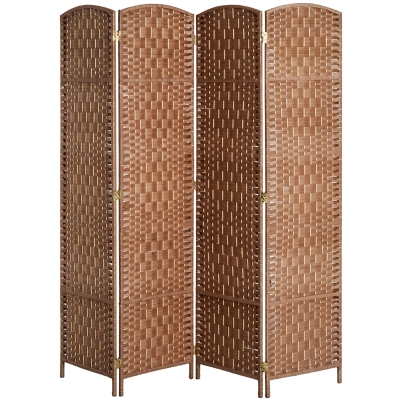 HOMCOM 6FT Tall Folding Room Divider, Wicker Weave Privacy Screen