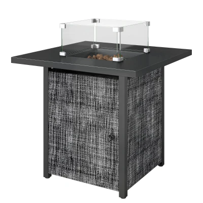 Outsunny Propane Fire Pit Table, 28 Inch Gas Fire Pit with Explosion-Proof Net and Glass Wind Guard, Gas Tank Holder