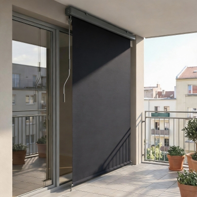 Outsunny Cordless Roller Shade, Outdoor Blinds Cordless Roll Up Shade, UV Protection Waterproof, 98" L x 63" W, Dark Grey