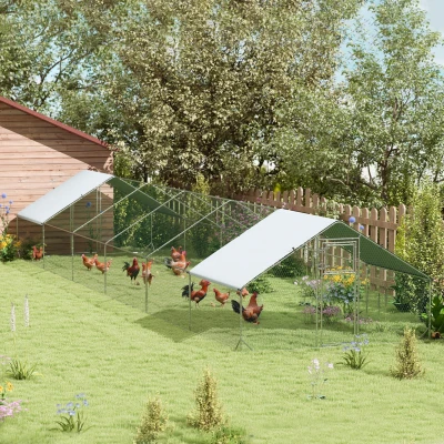 PawHut Large Outdoor Chicken Coop with Waterproof Cover, 39' x 10' x 6.4'