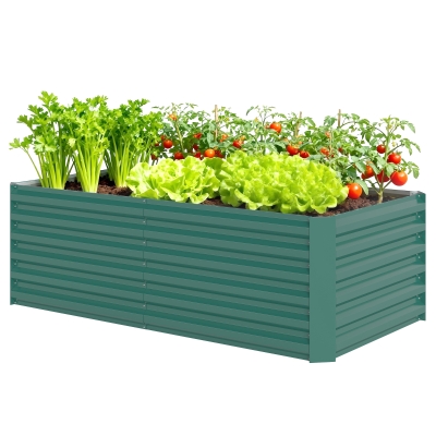 Outsunny 6' x 3' x 2' Raised Garden Bed, Galvanized Planter Box for Growing Flowers, Herbs and Vegetables, Dark Green