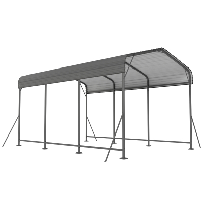 Outsunny 10 x 15FT Metal Carport, Heavy-Duty Carport Canopy with Reinforced Frame & Galvanized Steel Roof, Dark Grey