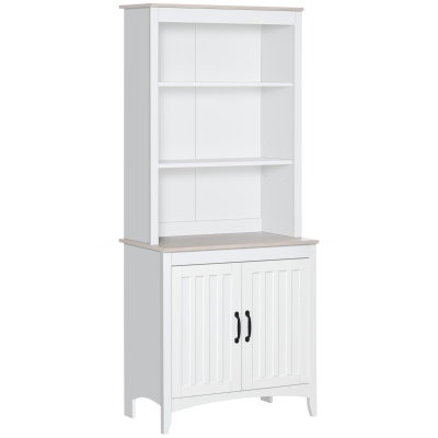 HOMCOM 70" Kitchen Hutch Pantry Cabinet with Shelves, White