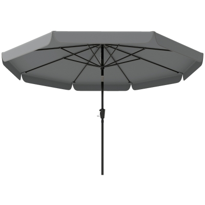 Outsunny 10 ft Patio Umbrella with Push Button Tilt and Crank, Outdoor Market Table Umbrella Parasol, Dark Grey