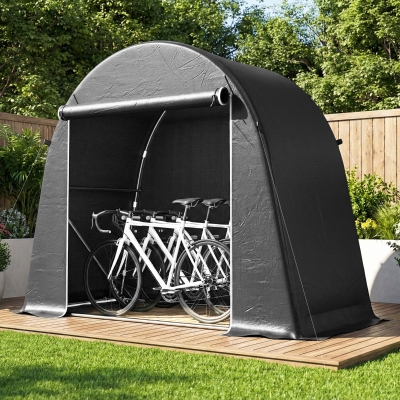 Outsunny 8' x 4' Portable Shed, Waterproof Bike Tent with Roll-up Zipper Door and Galvanised Metal Frame for Bike, Garden Tools