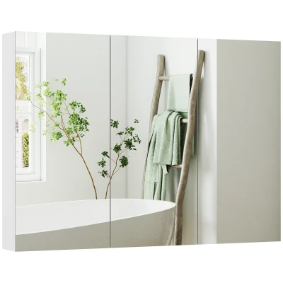 HOMCOM Three-Mirror Bathroom Medicine Storage Cabinet - White